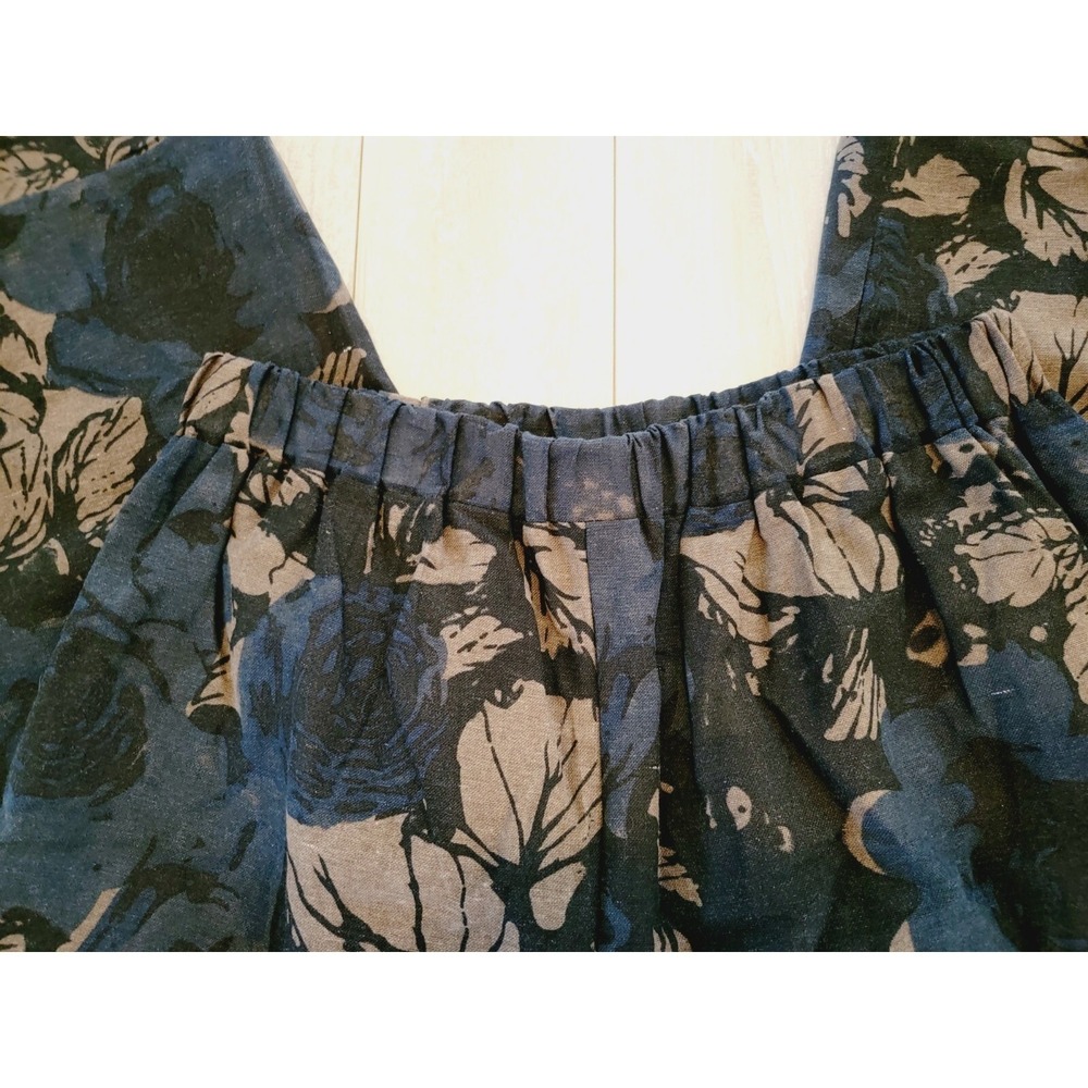 Pantalon XXL Floral Wide Leg Crop Pants Blue Brown Flowy Earthy Boho NWT - Picture 5 of 14